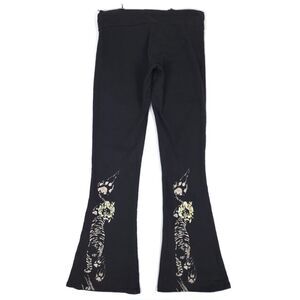 LAUREN MOSHI 90s Distressed French Terry Flare Sweatpants Gold Tiger Black Small